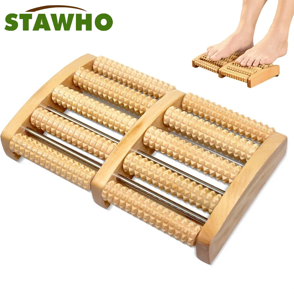 Reflexology Foot Roller - Rol pijat kaki kayu mengurangi nyeri