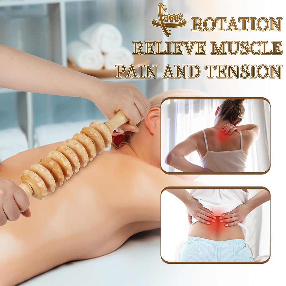 1 Buah Alat Pijat Kayu 9 Roda, - Reflexology Foot Roller ulasan dan harga